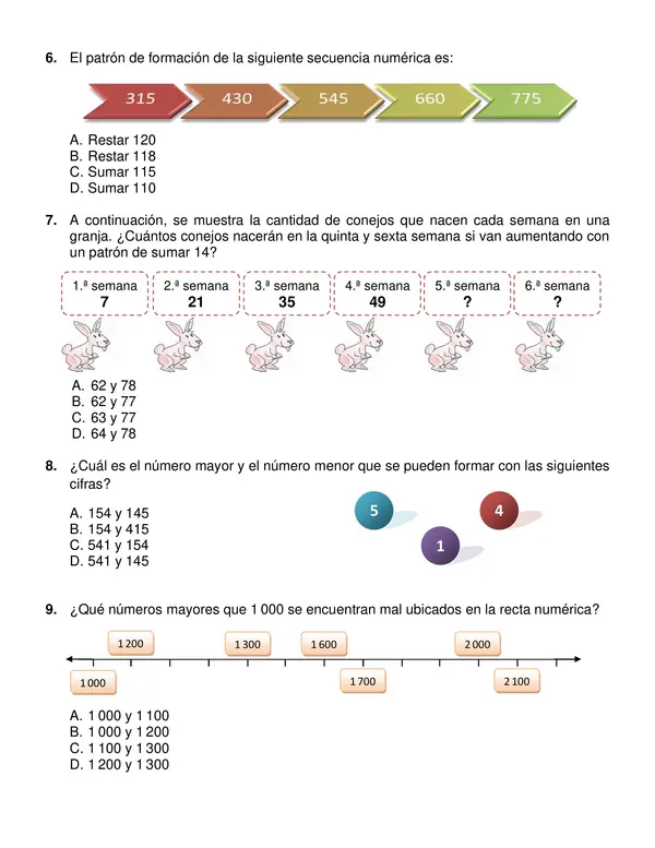 Evaluación Primer Semestre Matemáticas tercer año