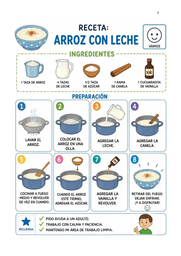 Receta "Arroz con leche" especial para PIE-ESCUELA ESPECIAL-TALLER LABORAL