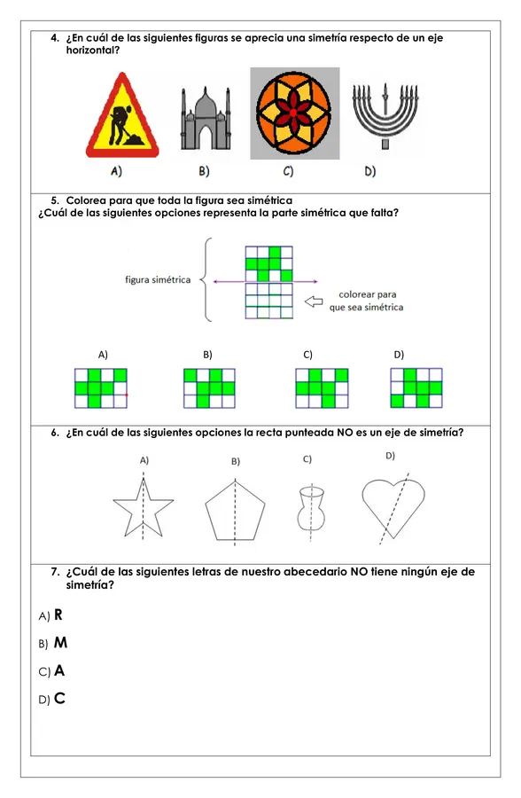 Prueba Matemática - Ángulos, simetría e isometría 