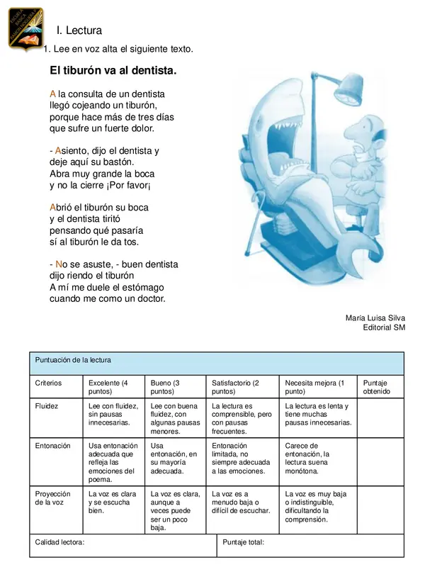 Prueba psicopedagógica informal de Lenguaje 3°