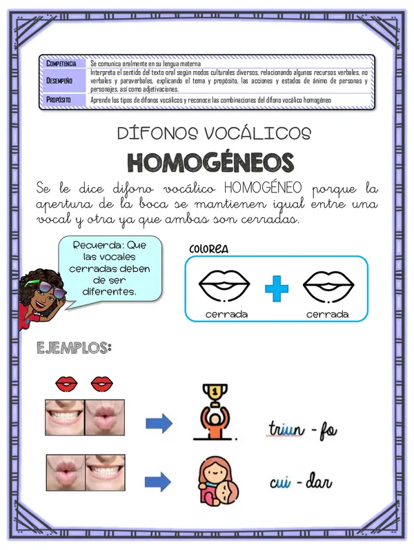 DÍFONOS VOCÁLICOS HOMOGÉNEOS