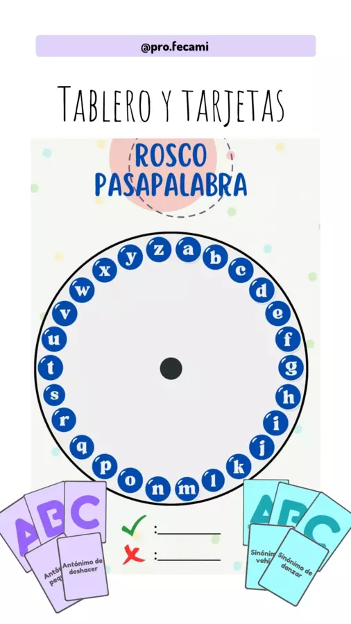 TABLERO Y TARJETAS DE SINÓNIMOS Y ANTÓNIMOS