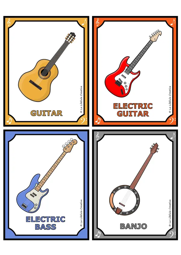 Flash Cards Musical Instrument Music NO PREP
