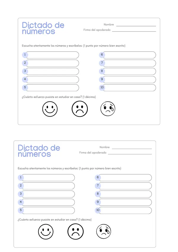 Dictado de números