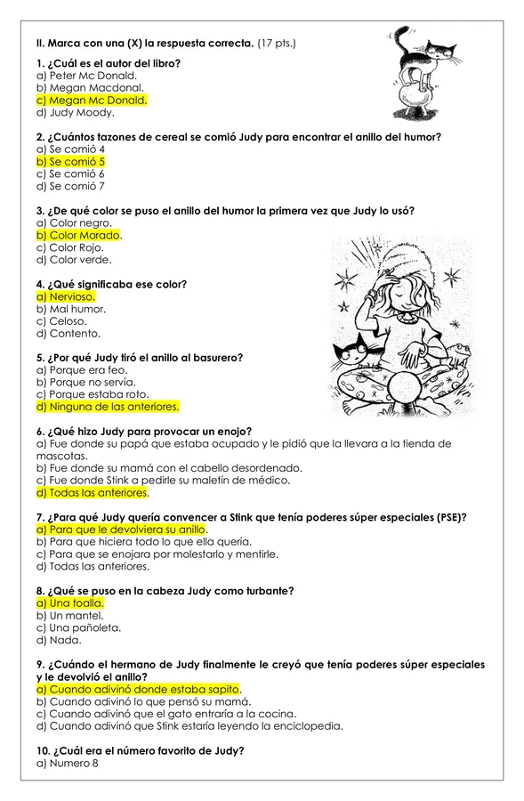 Prueba Lectura - Judy Moody adivina el futuro