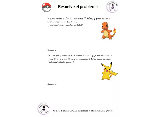 Problemas de matemáticas, temática Pokémon