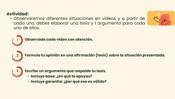 PPT Actividad texto argumentativo - Elaborando tesis y argumentos.