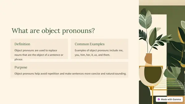 "Personal and object pronouns" en inglés