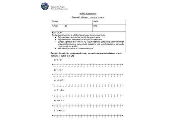 Prueba Números Naturales 7°