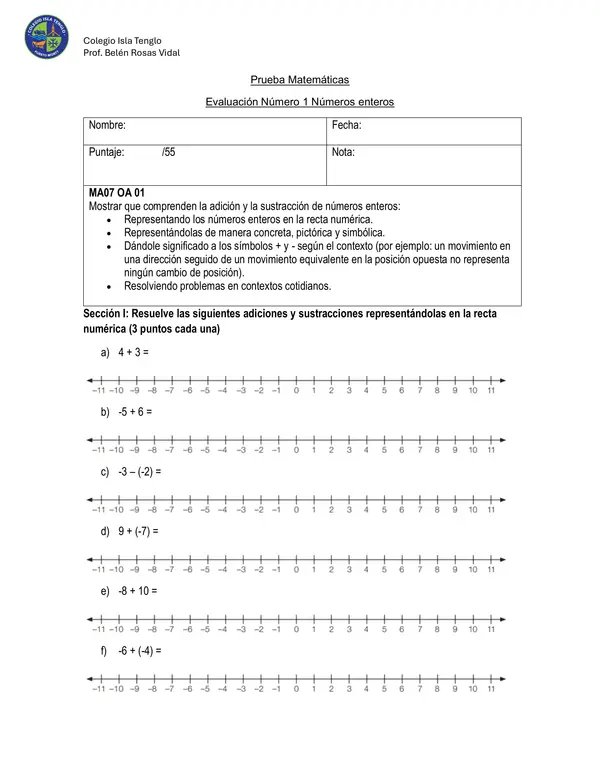 Prueba Números Naturales 7°