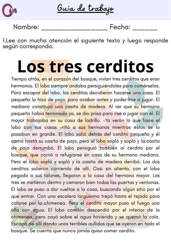 LECTURA Y COMPRENSIÓN DE CUENTOS.