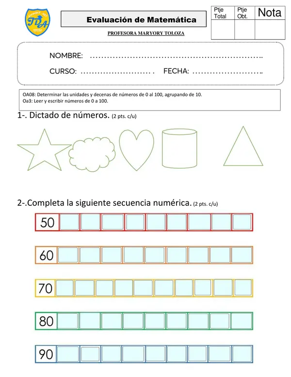 EVALUACION MATEMATICAS 