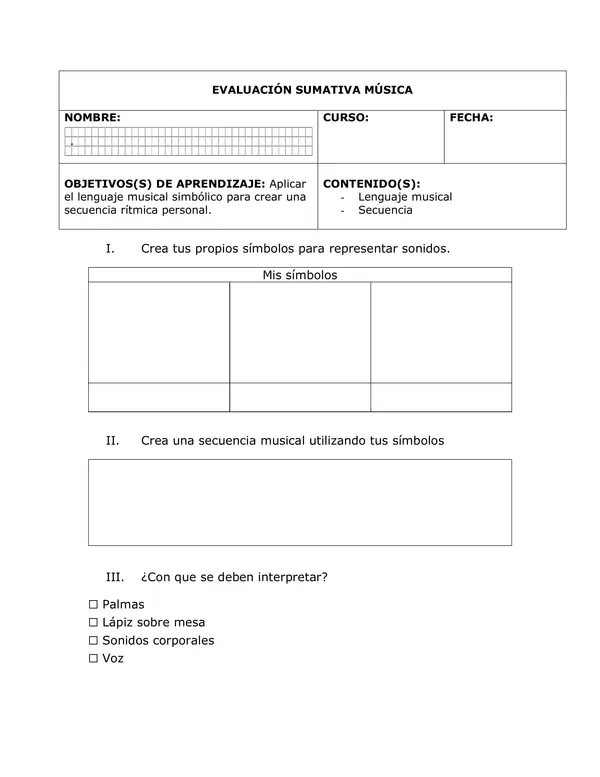 Evaluación música 