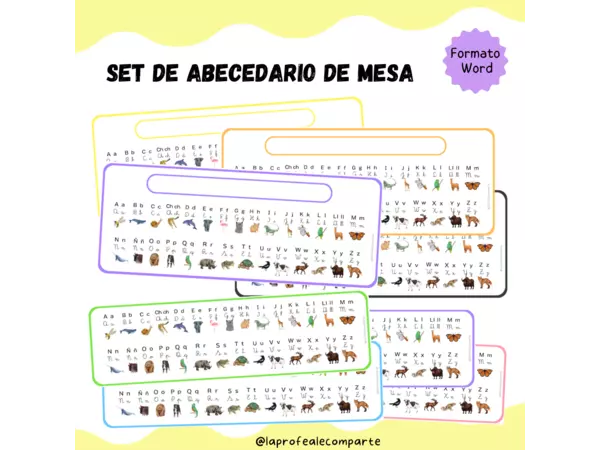 Set de abecedario de mesa con las 4 formas