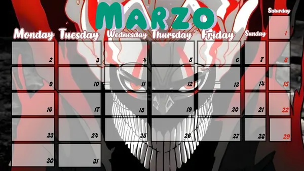 Calendario 2026 Anime Profe Social