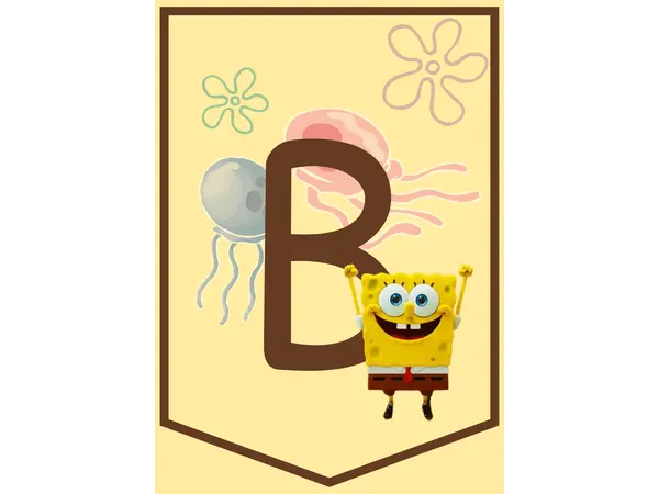 BANDERÍN "BIENVENIDOS" VERSION BOB ESPONJA 😊
