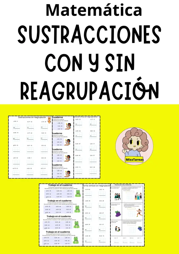 Ficha de Matemática: Sustracciones con y sin Reserva - Ejercicios y Problemas