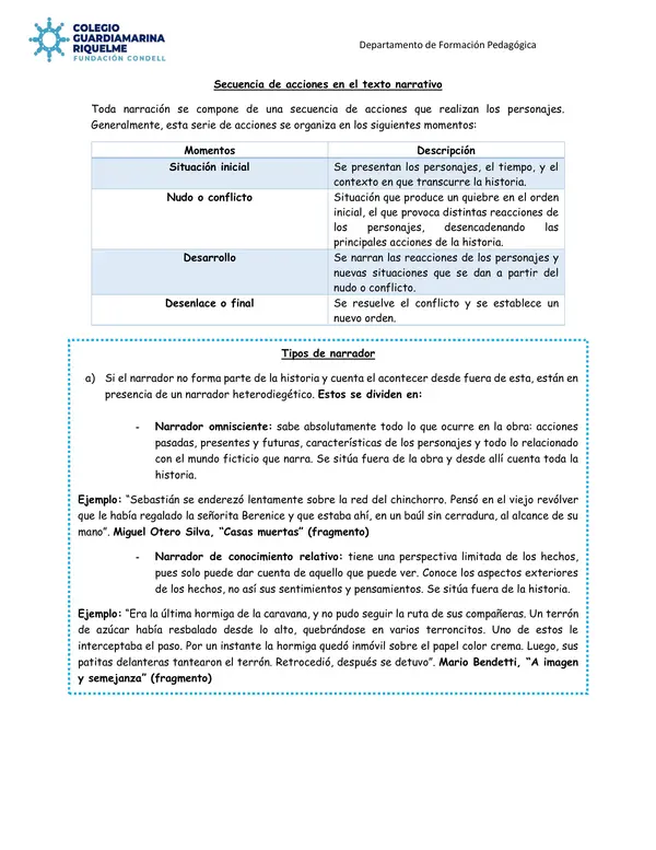 Guía de Trabajo Textos Narrativos