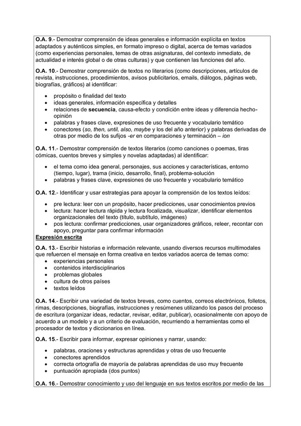 Planificación Clase a Clase: Marzo | Inglés 8° Básico