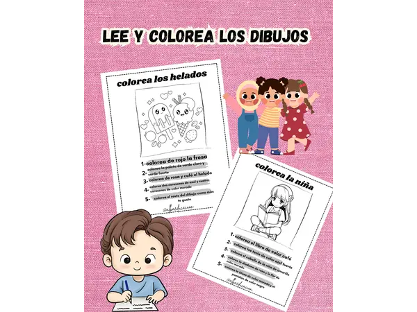 lee y colora los dibujos