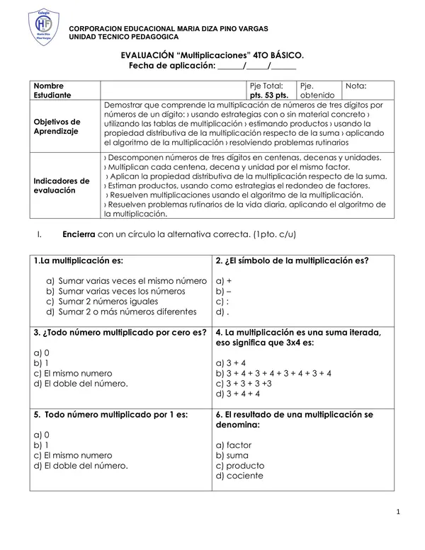 Evaluación matemática 