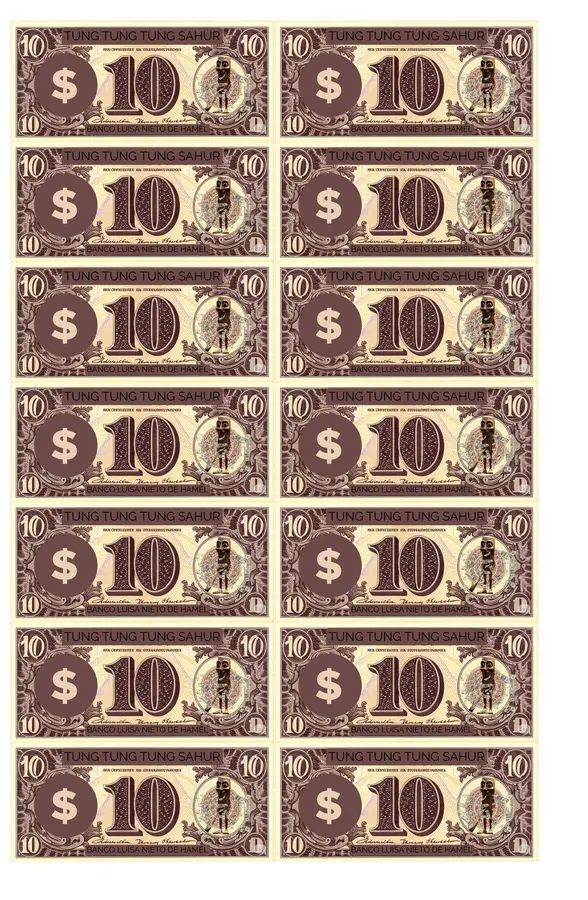 Billetes Brainrot italiano de incentivo 