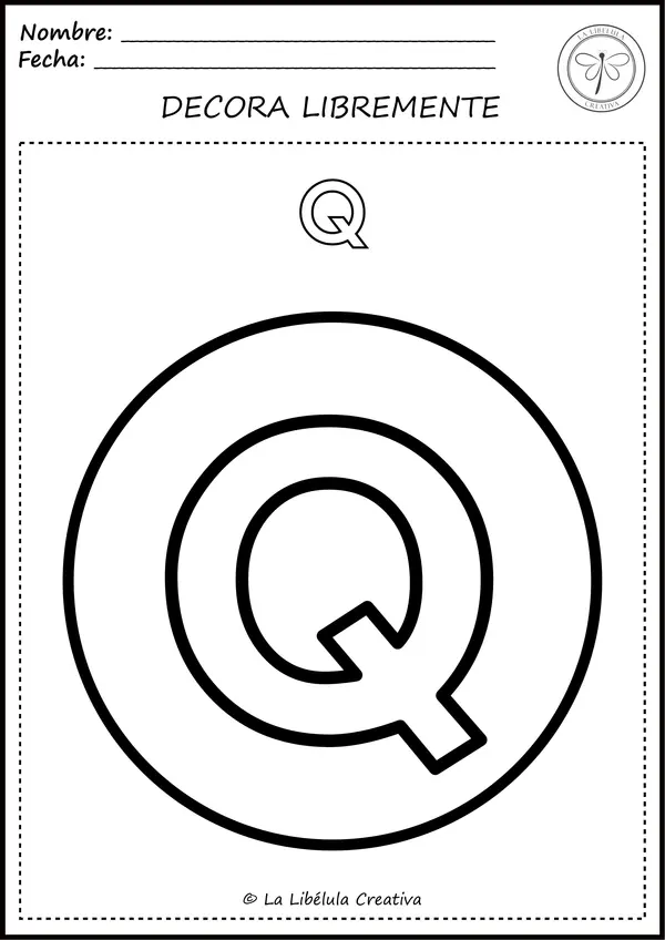 Fichas para colorear Objetos Letra Q NO PREP color