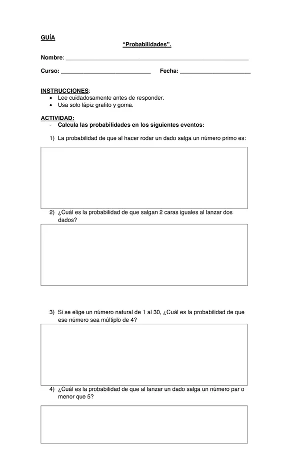 GUIA PROBABILIDADES, SEPTIMO BASICO MATEMATICA