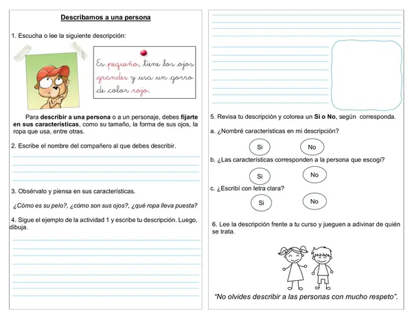 Guía 1° básico "Describir a una persona"