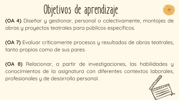Presentación para Electivo de Teatro centrada en la gestión.