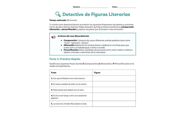 Guía de ejercicios: figuras literarias