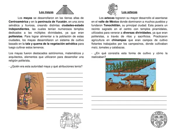 Guía síntesis " Los Mayas" "Los Aztecas" 4° año.