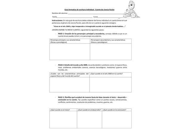 Guía formativa de escritura individual:  Cuento de ciencia ficción