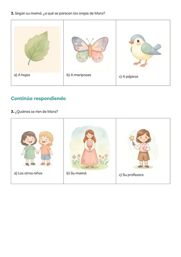 Evaluación cuento "Orejas de mariposa"