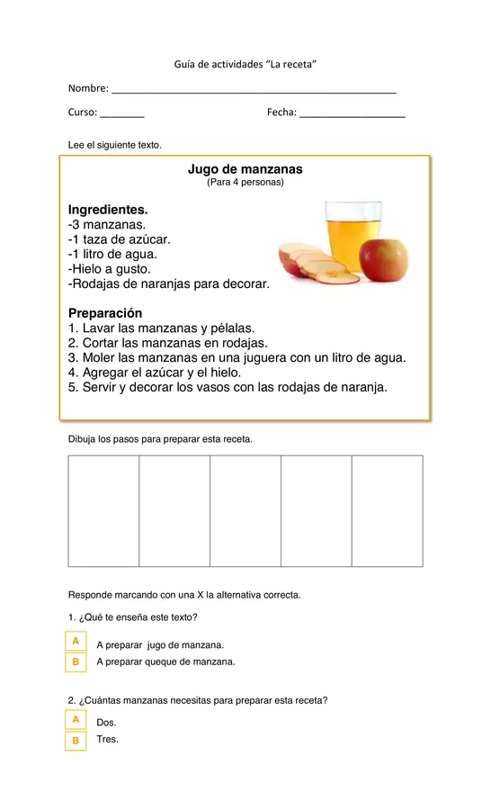 Guia una nueva receta, LENGUAJE, PRIMERO BASICO