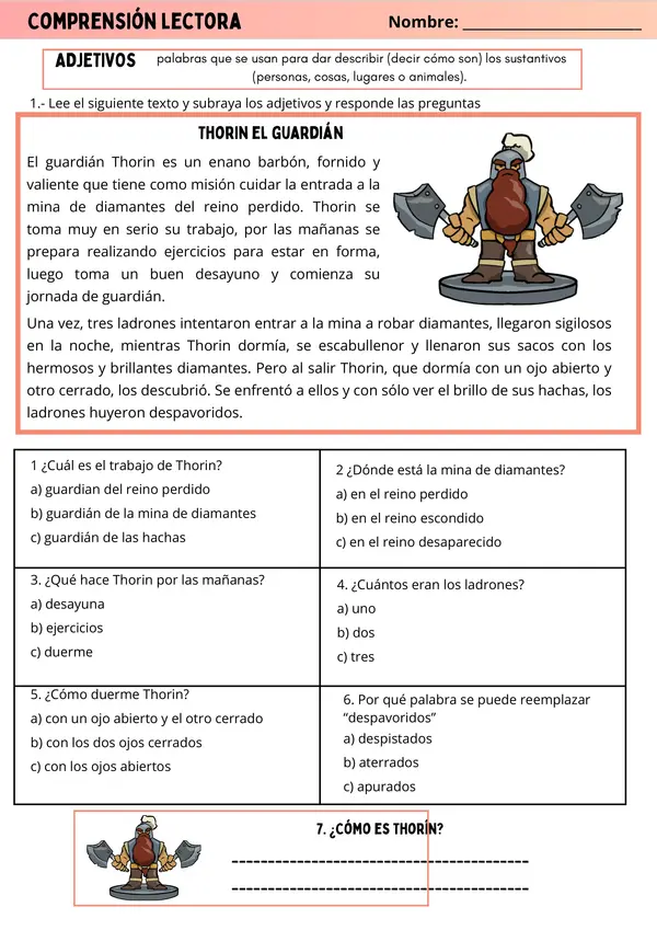 Lenguaje: Comprensión Lectora y Adjetivos - Aventura Medieval | 3° - 6° Básico