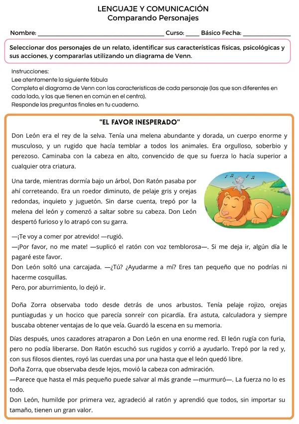 Comparar Personajes - Análisis Literario y Pensamiento Crítico 