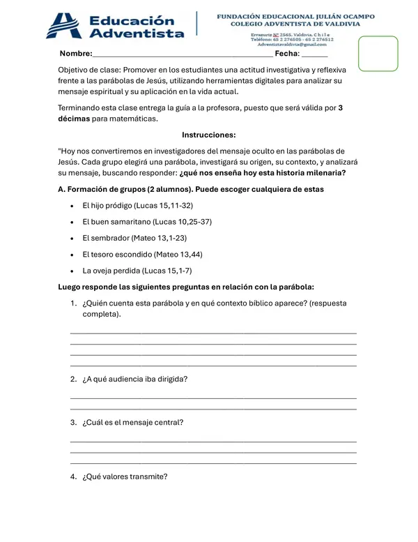 Guía investigativa de  religión