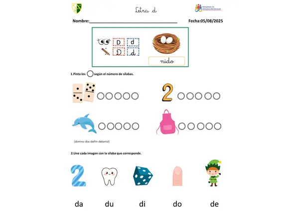 Guía de refuerzo letra d