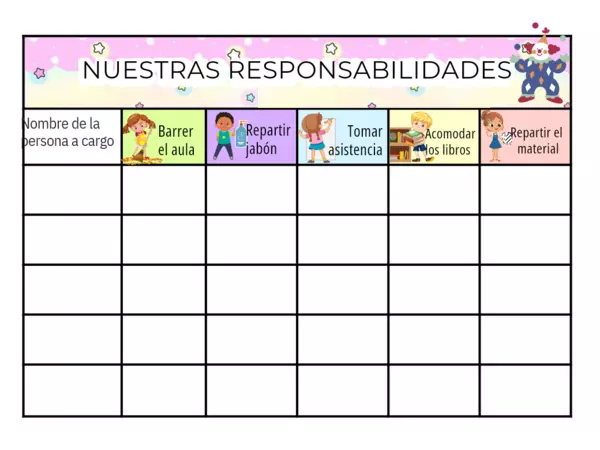 Calendario de responsabilidades escolares 