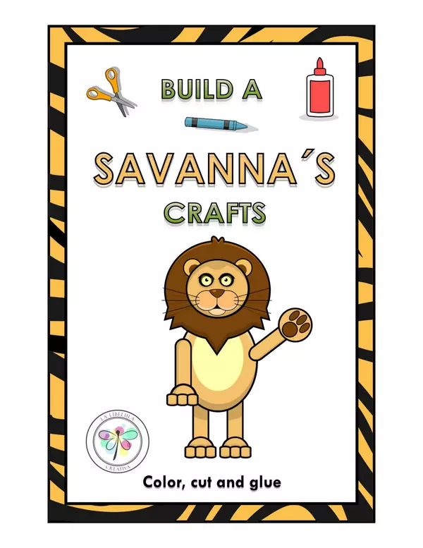 Build a Savanna's Crafts Lion Color Cut out Puzzle Wild Animals 