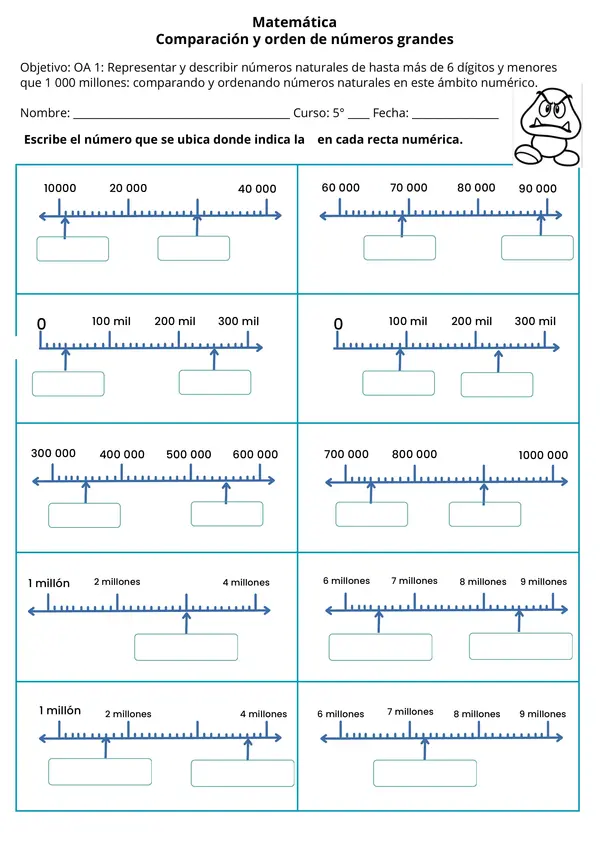 Ordenar y Comparar números Mayores que 100 000
