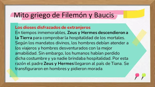 Comprensión lectora 10 "El mito griego de Filemón y Baucis"