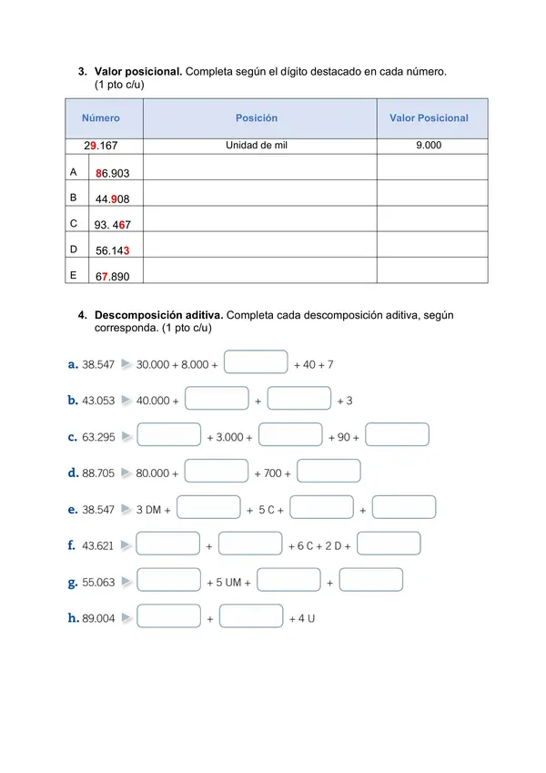 Lectura y escritura de Numeros hasta el 10.000