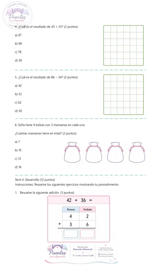 Evaluación de Matemática 2° Básico | Primer Semestre