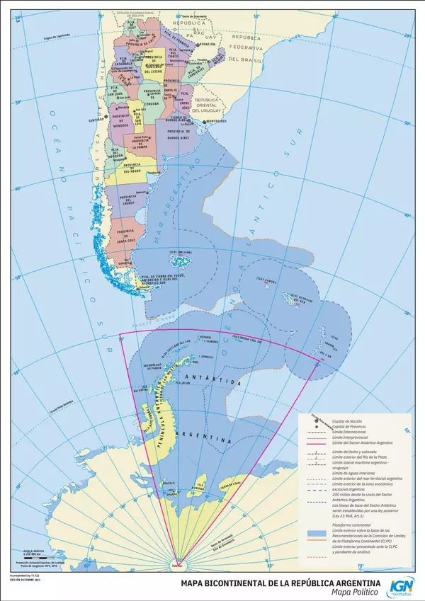 Mapa de Argentina bicontinental