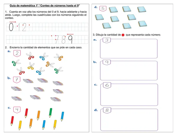 Guía de matemática 1° básico "Conteo de números"