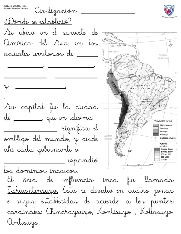 Civilización Inca : Completar y actividad