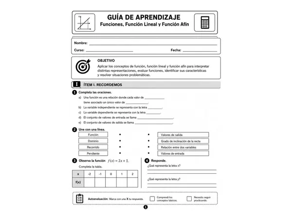 Función Lineal y Función Afín 