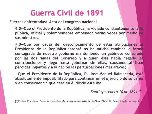 PRESENTACION LA GUERRA CIVIL DE 1891, HISTORIA, SEGUNDO MEDIO, UNIDAD 4